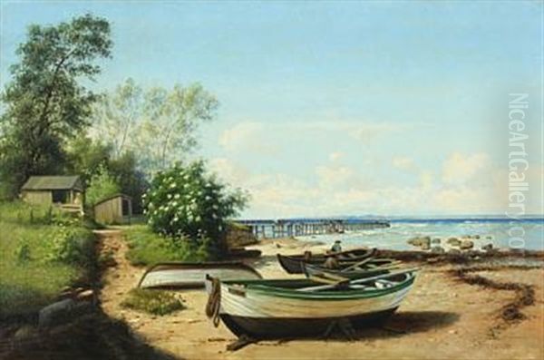Summer Day With Row Boats On The Beach - view 1