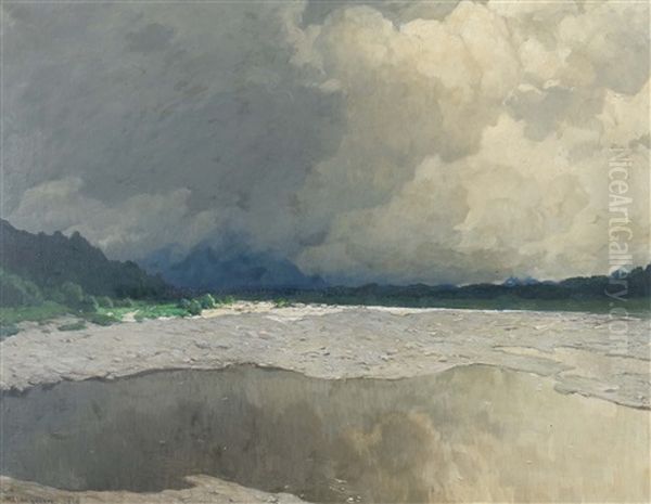 Aufziehende Gewitterwolken An Der Iller - view 1