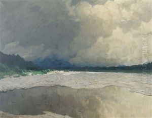 Aufziehende Gewitterwolken An Der Iller