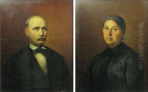 Family Portraits Of Boyars Comanita (zoe And Constantin) (pair) by Constantin Daniel Stahi