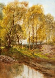 Landschaft Mit Bachlauf Und Baumen Landschaft Mit Bachlauf Und Baumen