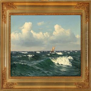Marine With A Smallersailing Ship by I.H. Brandt