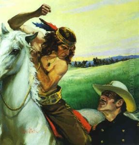 White Indian Confronting Cavalry Officer