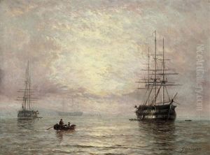 Warships Anchored In The Early Morning Haze by George Stainton