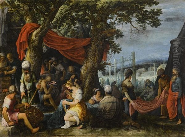 The Building Of The Tabernacle With The Israelites Sewing The Curtains - view 1