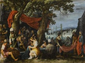 The Building Of The Tabernacle With The Israelites Sewing The Curtains