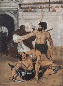 Gladiatorenkampf Im Colosseum by Joseph Stallaert