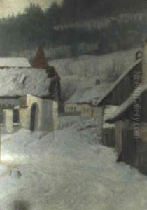 Winterliches Dorf by Hans Stalzer