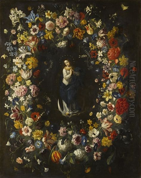 A Garland Of Flowers With The Immaculate Conception - view 1