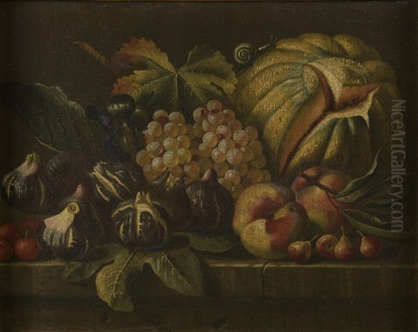 Still Life With Figs And Melons, Pomegranates And Grapes by Giovanni Stanchi