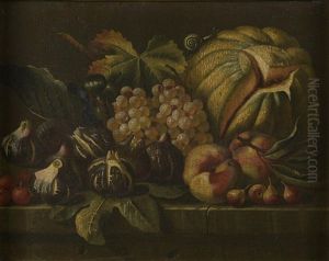 Still Life With Figs And Melons, Pomegranates And Grapes by Giovanni Stanchi