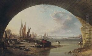 Looking Towards Old Vauxhall Bridge, From Under An Arch Of Westminster Bridge, London by George Clarkson Stanfield