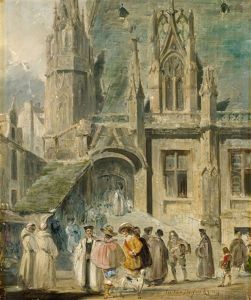 Szene Vor Einer Gotischen Kirche by William Clarkson Stanfield