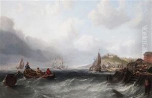 A Merchantman And A Dutch Fishing Barge Off The North East Coast In A Freshening Breeze