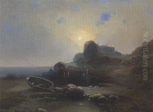 Kustenlandschaft Bei Mondlicht by Bernhard Stange