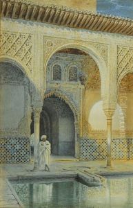 A Figure By A Pool At The Alhambra