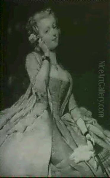 A Half Length Portrait Of A Young Lady Holding A Fan - view 1