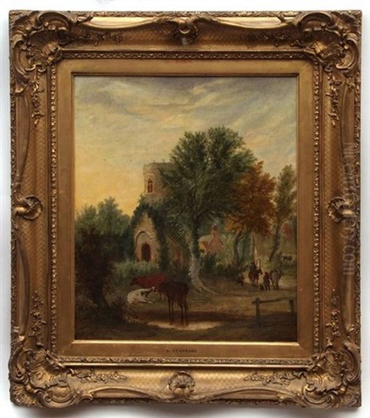 Country Lane With Figures - view 1