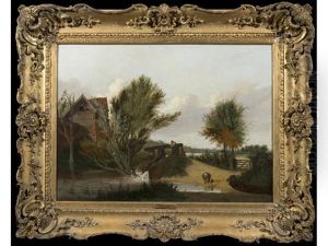Figures Beside A Mill Pond
