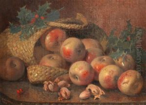 Still Life Of Apples, Cobnuts And Holly