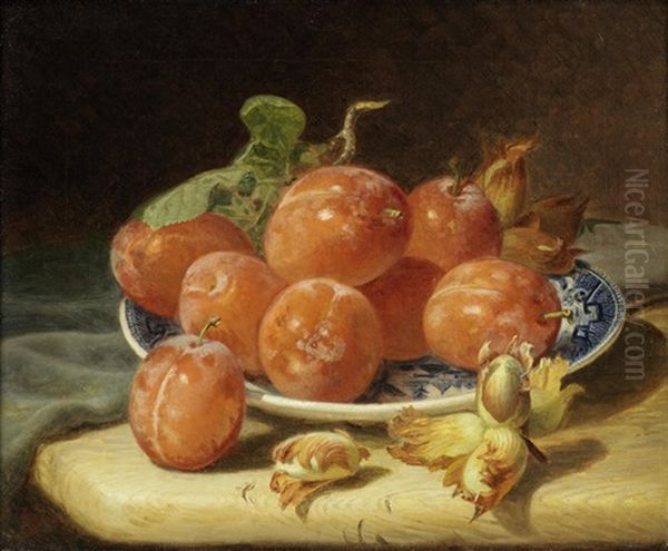 Still Life Of Peaches And Cobnuts - view 1