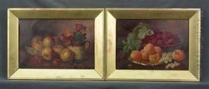 Raspberries, Peaches & Wasps; & Basket Of Fruit & Harvest Jug (2 Works)