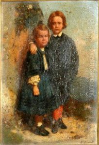 Portrait Of Two Children by Otto Brandt