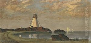 Beach And Lighthouse by Franklin Stanwood
