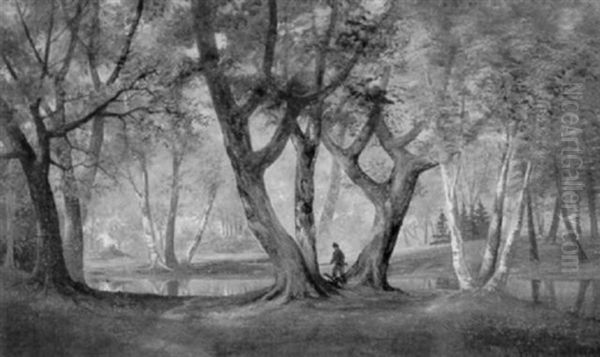 Hunter And Dog In An October Wood - view 1