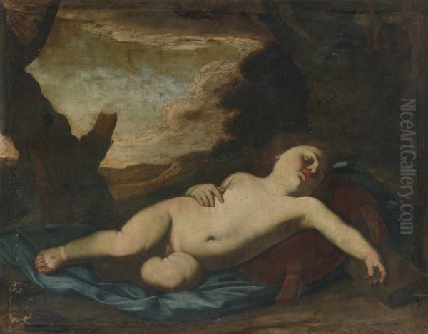 Sleeping Christ Child In A Landscape - view 1