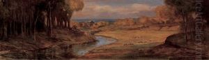 Pastoral Scene With Grazing Sheep by Owen B. Staples
