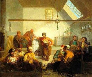 Turkish Cafe Scene by Gaspard Joseph Pit Jules Starck
