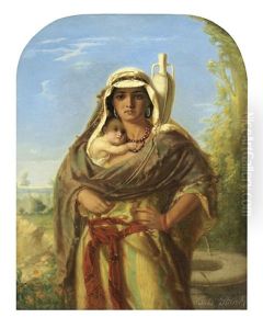 Egyptian Water Carrier And Baby