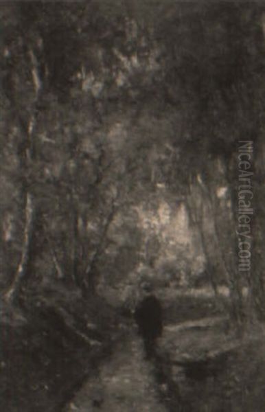 The Artist At His Easel On A Woodland Trail - view 1