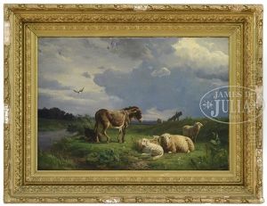 Landscape With Donkey And Sheep by Baron Jacobus Nicolas Tjarda van Starkenborg