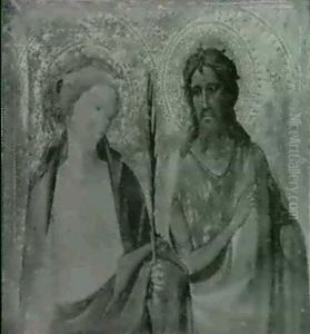 Sainte Catherine D'alexandrie Et Saint Jean-baptiste by Gherardo die Jacopo Starnina
