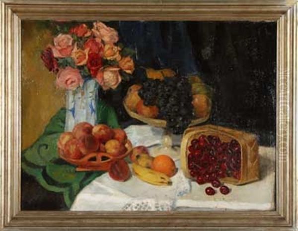 Stillleben Mit Rosen Und Fruchten - view 1