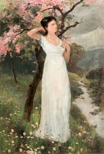 Antonia Staudacher Im Alter Von 24 Jahren Unter Einem Pfirsichbaum by Vitus Staudacher