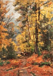 Ochsenkarren Im Wald by Vitus Staudacher