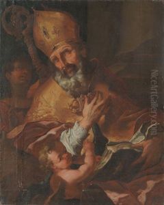 Hl. Augustinus In Bischofsornat Mit Putto by Franz Karl Stauder