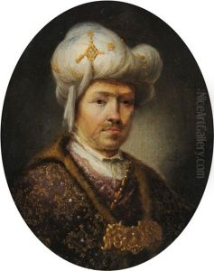 Portrait Eines Mannes Mit Turban by Jan Adriaensz van Staveren