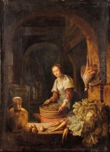 Jeune Femme A La Cuisine by Jan Adriaensz van Staveren