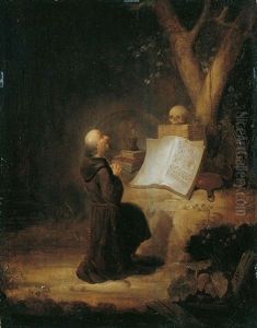 Ein Betender Einsiedler Unter Einem Baum by Jan Adriaensz van Staveren