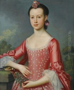 Portrait Of Miss Bache, Half Length, Wearing A Red Dress by Christopher Steele