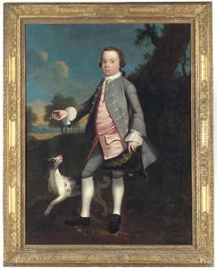 Portrait Of A Young Boy In A Silver Coat And Pink Waistcoat, Holding A Tricorn In His Left Hand, A Spaniel Beside Him, In A Landscape