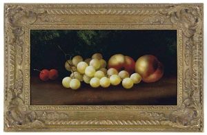 Still Life Of Cherries, Grapes And Peaches On A Forest Floor (+ Still Life; 2 Works) by Edwin Steele