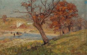 Landscape With Figures Beside A River's Bend