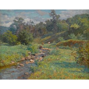Cows Watering By A Stream Cows Watering By A Stream