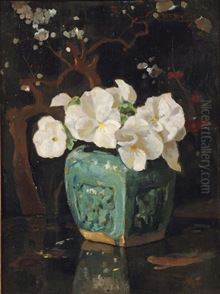 White Violets In A Ginger Jar - view 1