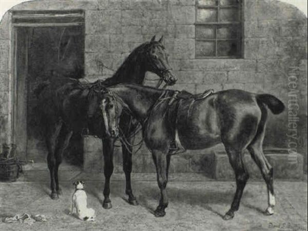 Hunters In A Stable Yard - view 1